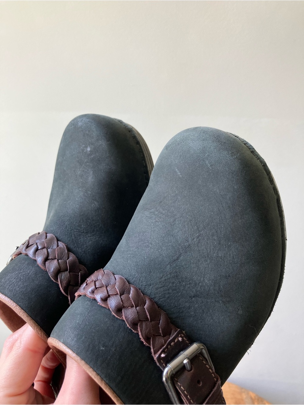 Dansko | Melanie Suede Western Braided Leather Strap Heeled Mule - Picture 3 of 8